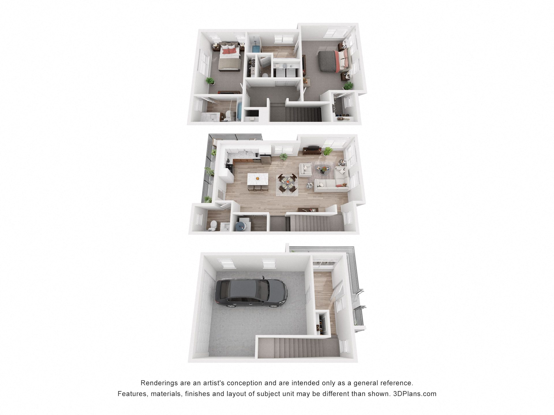 Floor plan for 2 beds, 2.5 baths, 1873 sqft